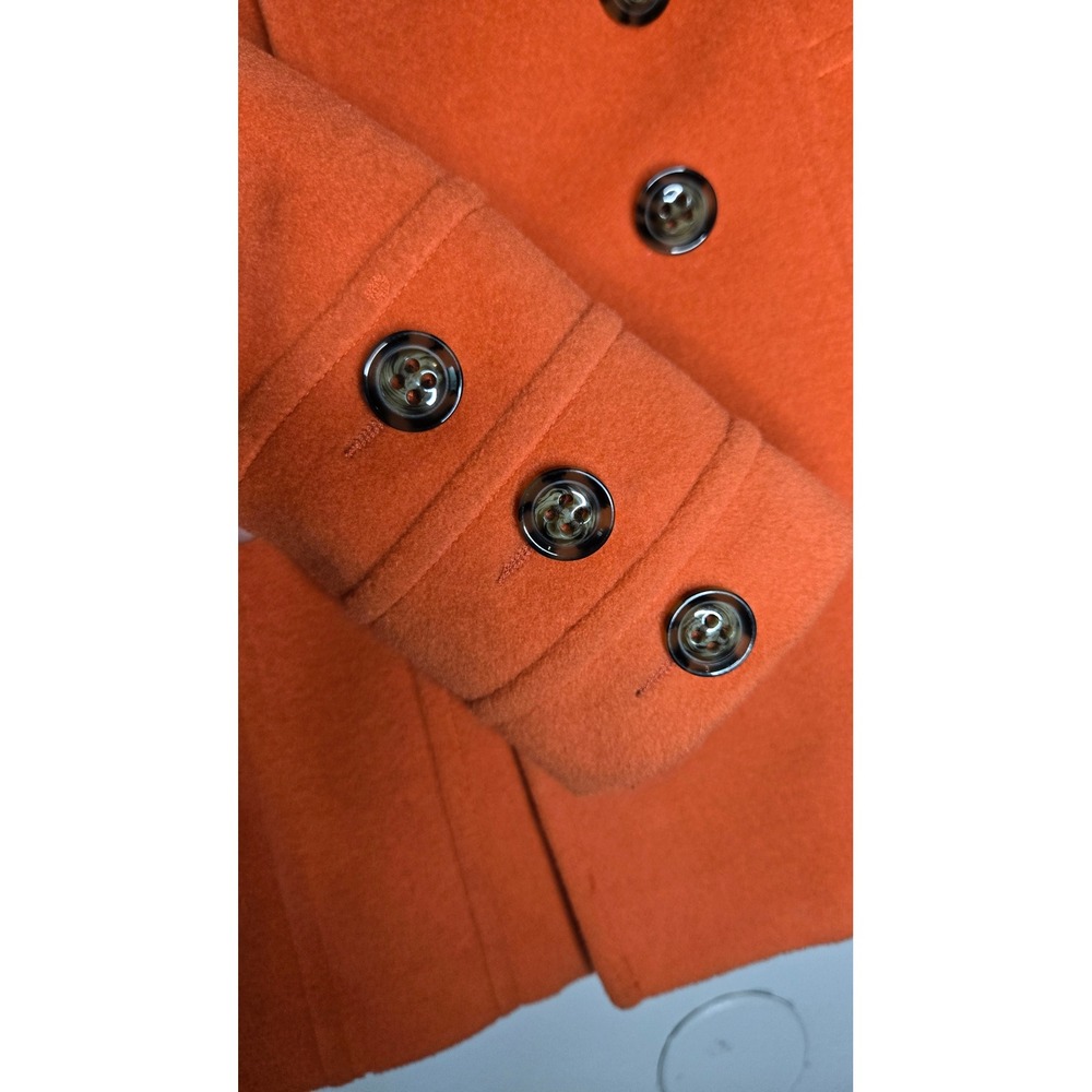 St. John's Bay Women's Medium Orange Wool Cashmere Peacoat Double Breasted - Picture 6 of 7